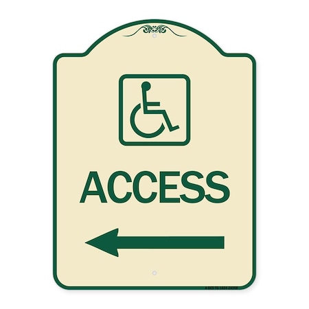 Signmission Access W/ Updated Isaand Left Arrow Heavy-Gauge Aluminum Architectural Sign, 24" H, TG-1824-24358 A-DES-TG-1824-24358